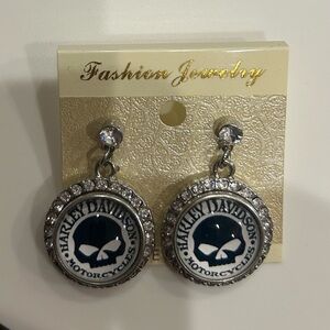 Harley Davidson motorcycle skull earrings.